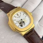 Patek Philippe Nautilus White Face with Tourbillon Gold Case Watch